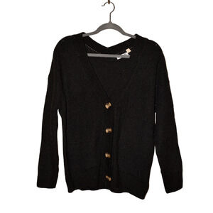 CLOTH BY DESIGN NEW $79 Long Sleeve V-Neck Button-Up Cardigan in‎ Charcoal Small